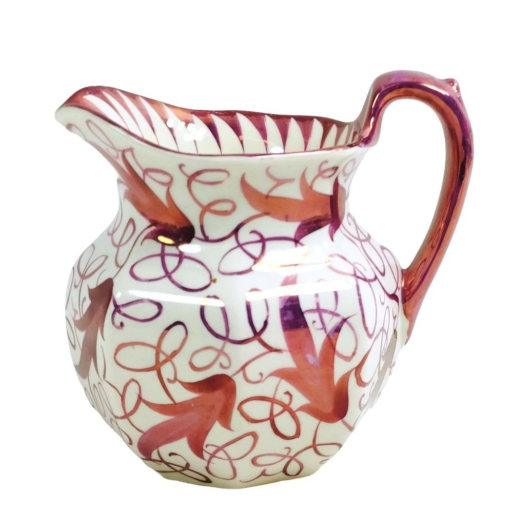 Wedgwood Creamer Pitcher  Purple Leaves Scroll Design Signed Numbered 4"